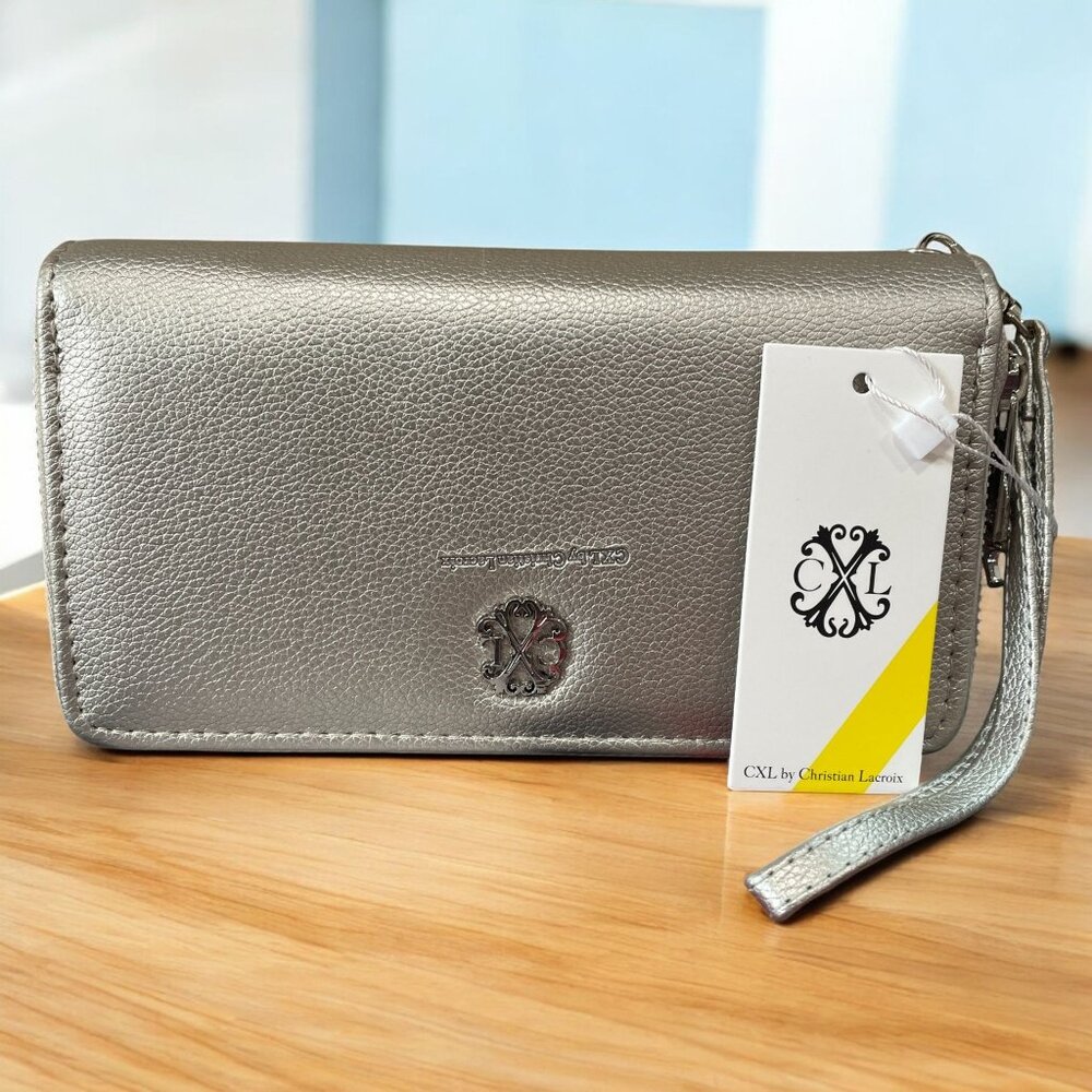 Pewter Double Zipper Wallet‎ CXL By Christian Lacroix Minimalist Urban Essential